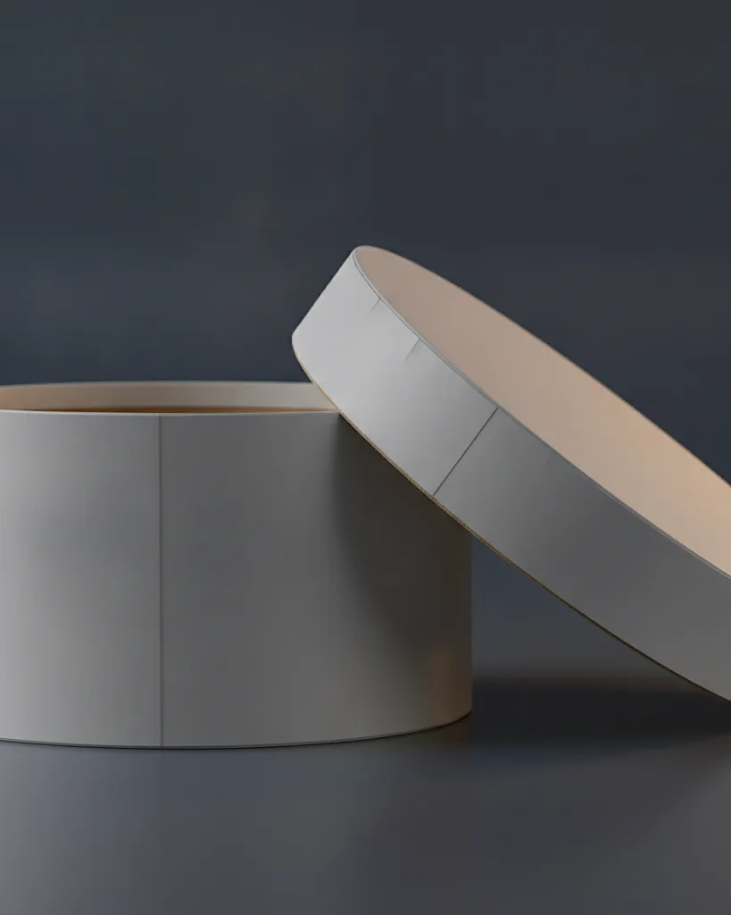 Custom hat box, close-up of the edge, surface texture and finish