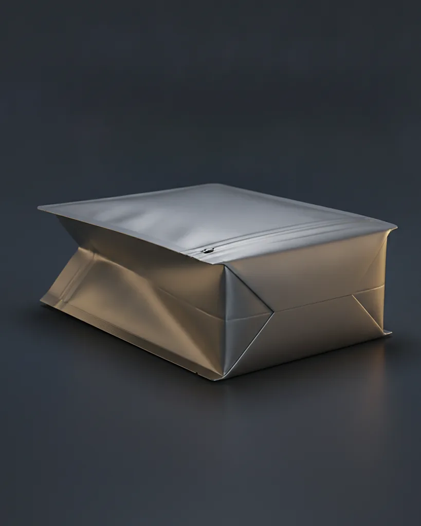 Custom flat bottom pouch, close-up of the edge, surface texture and finish