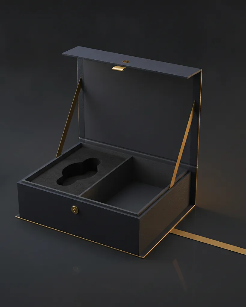 Custom PR box, close-up of the edge, surface texture and finish