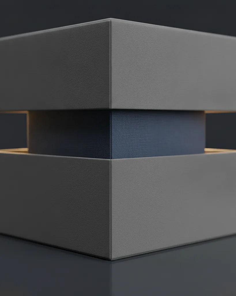 Custom shoulder box, close-up of the edge, surface texture and finish