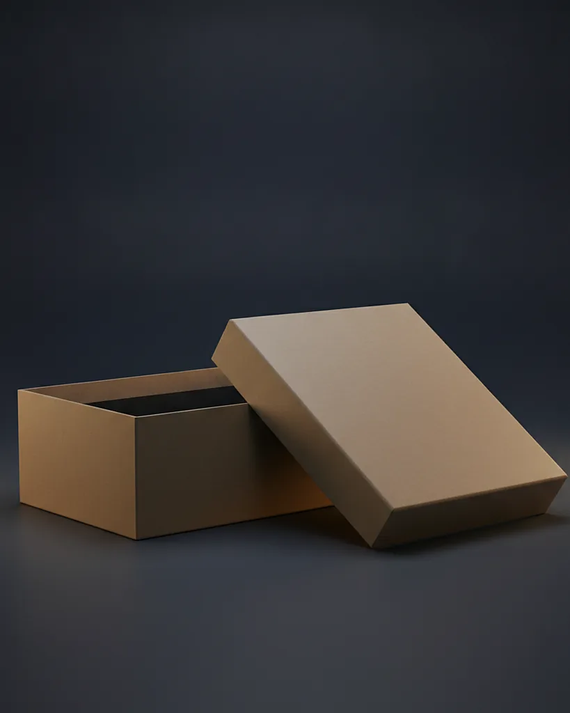 Custom subscription rigid box, 1200 gsm, magnetic, on a dark navy studio backdrop