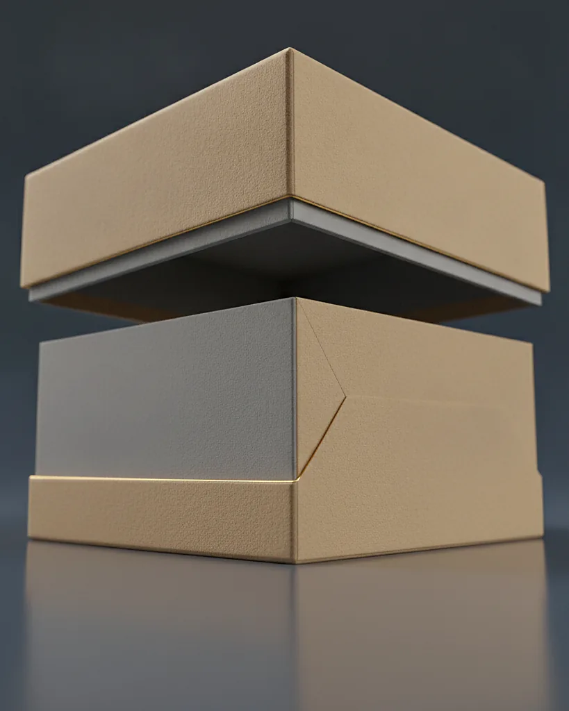 Custom subscription rigid box, close-up of the edge, surface texture and finish